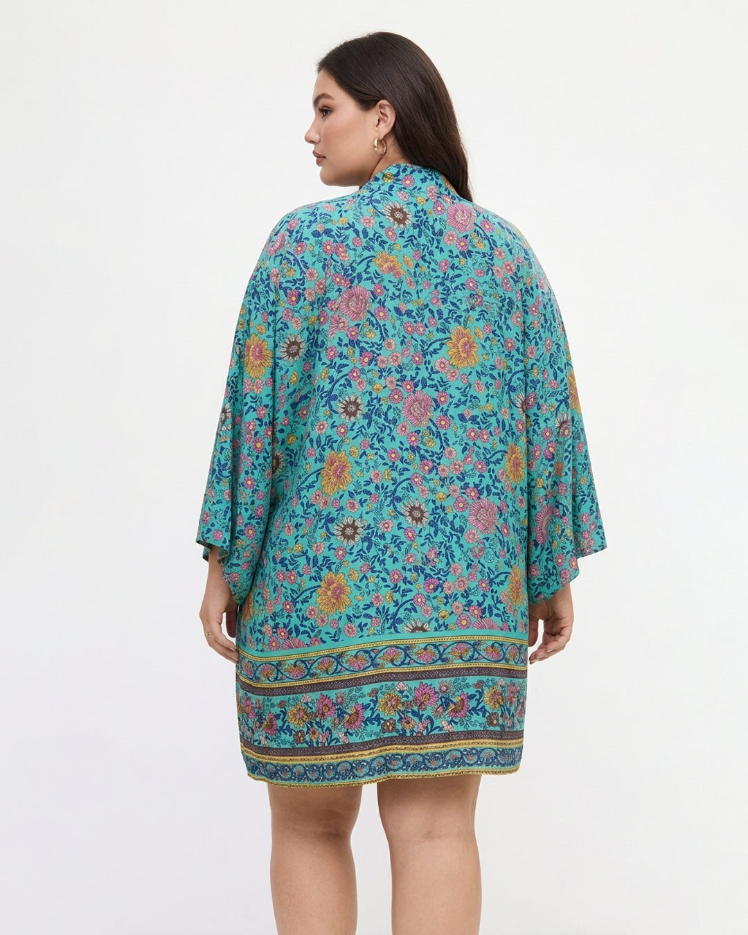 Boho & Chic Floral Three Piece Co-Ord Set Curve and Plus in Sky Blue