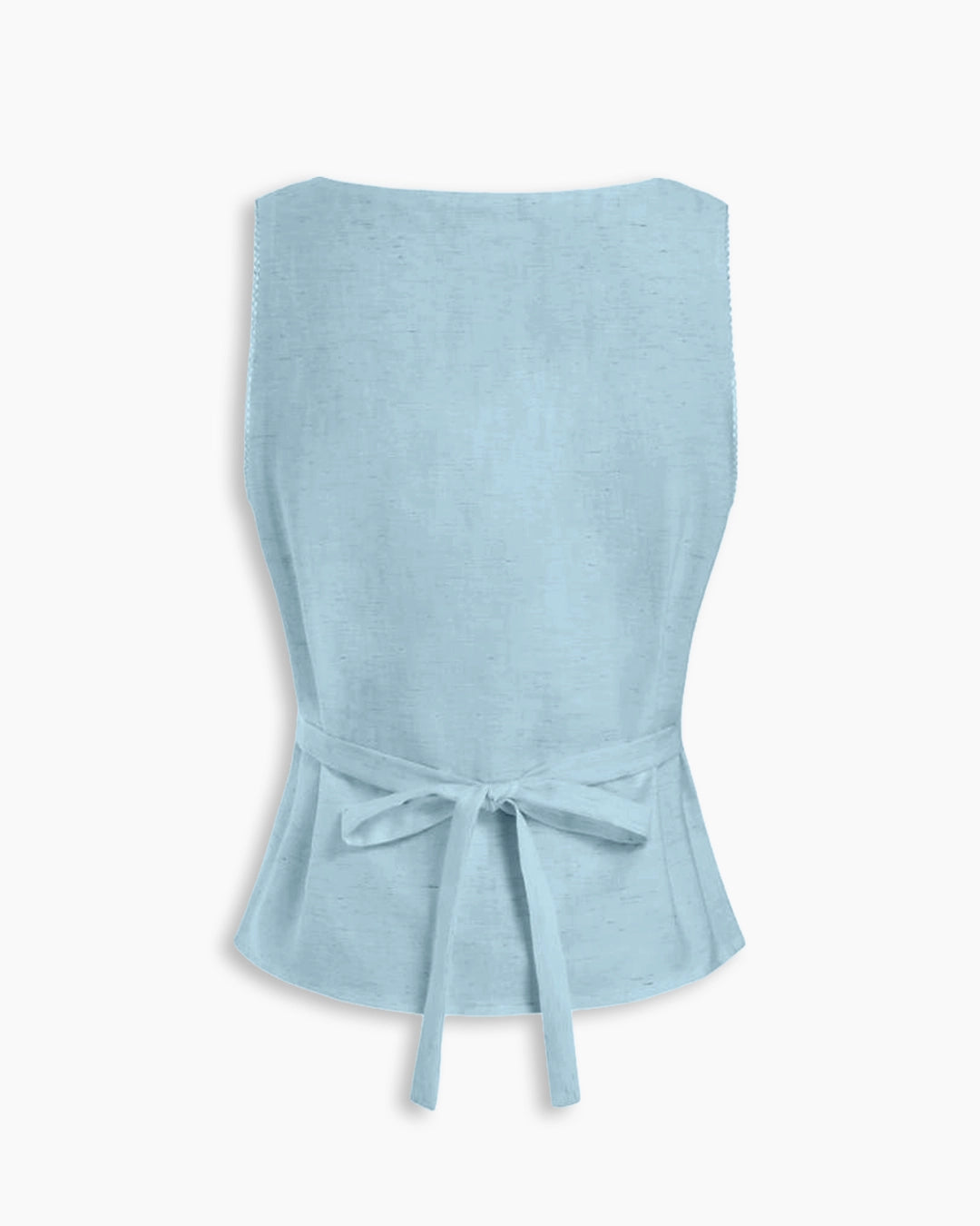 Boat Neck Tie-Up Detail Tailored Fit Top in Powder Blue