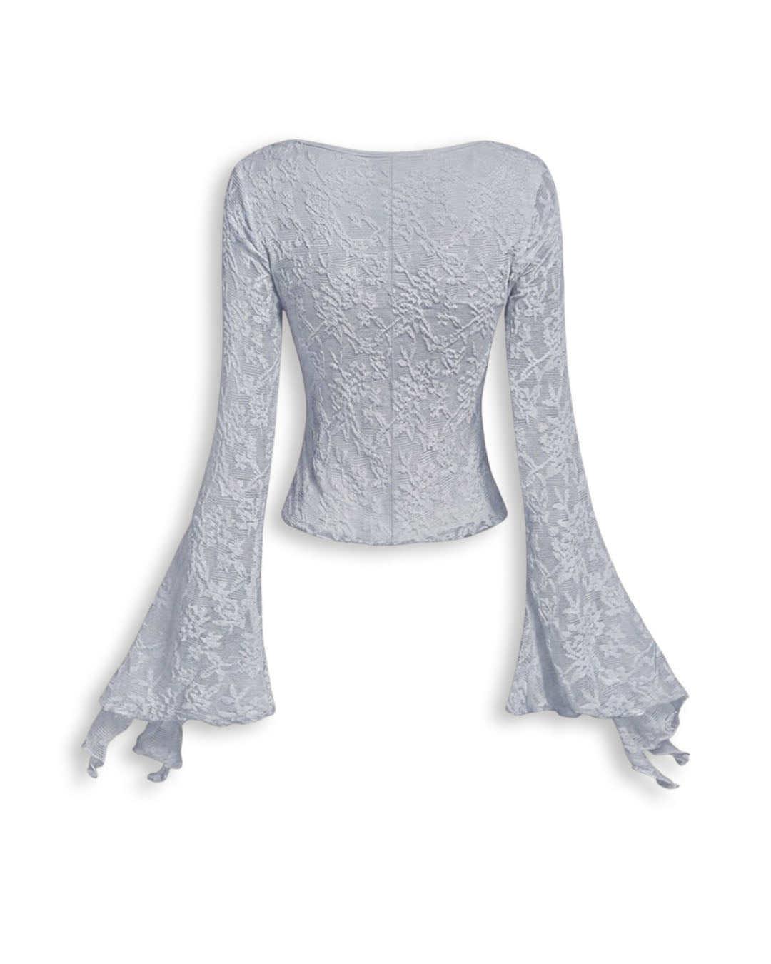Lace Bell Sleeve Peplum Top  in Slate Blue