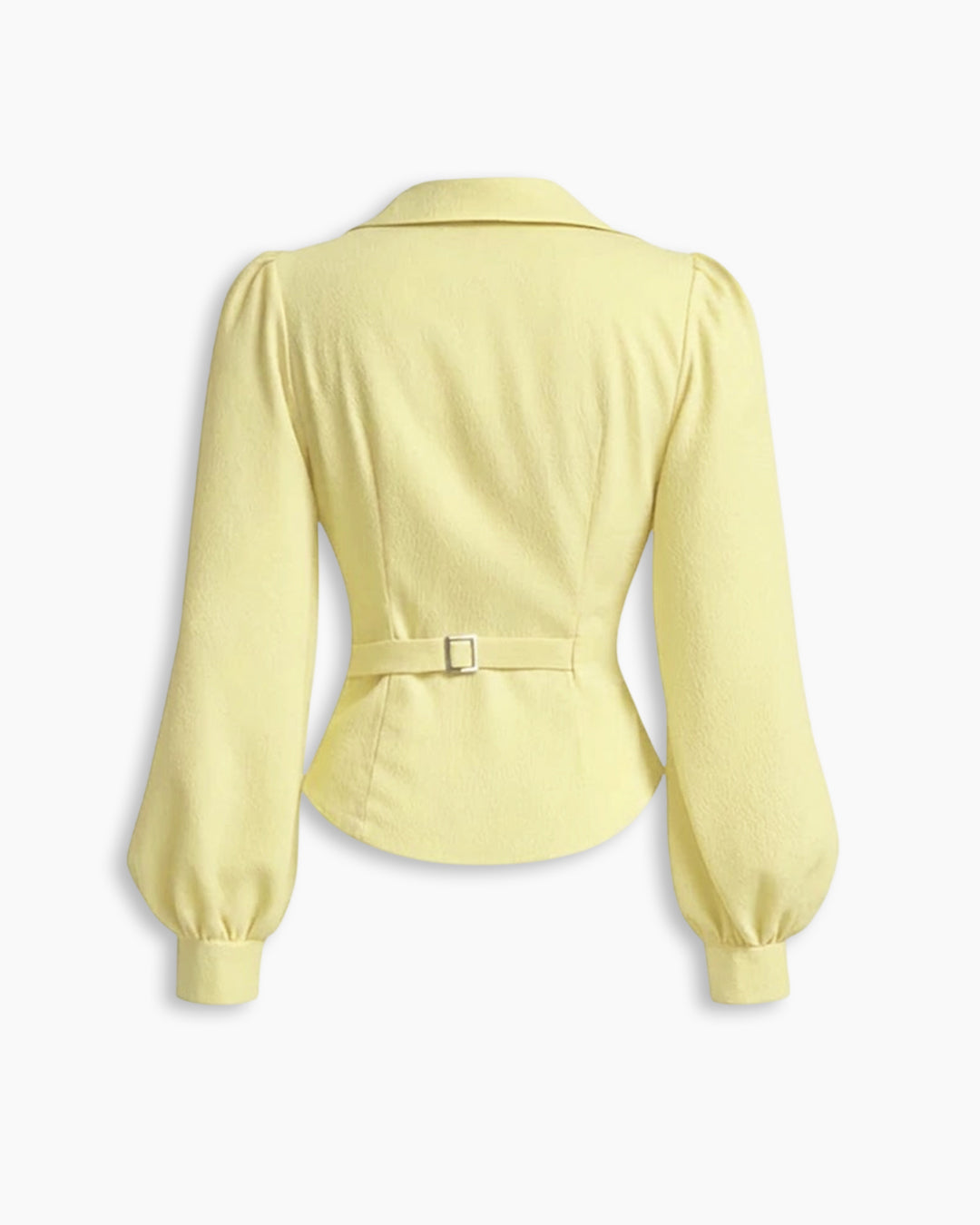 Formal V Neck Wrap Long Sleeve Top in Vanilla