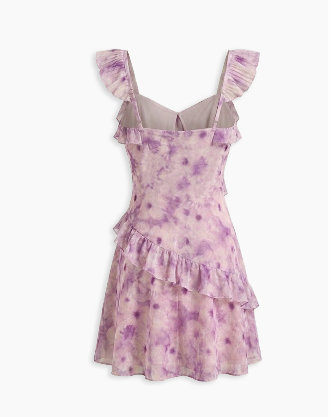 Sweetheart Neck Ruffle Strap Mini Dress in Lilac