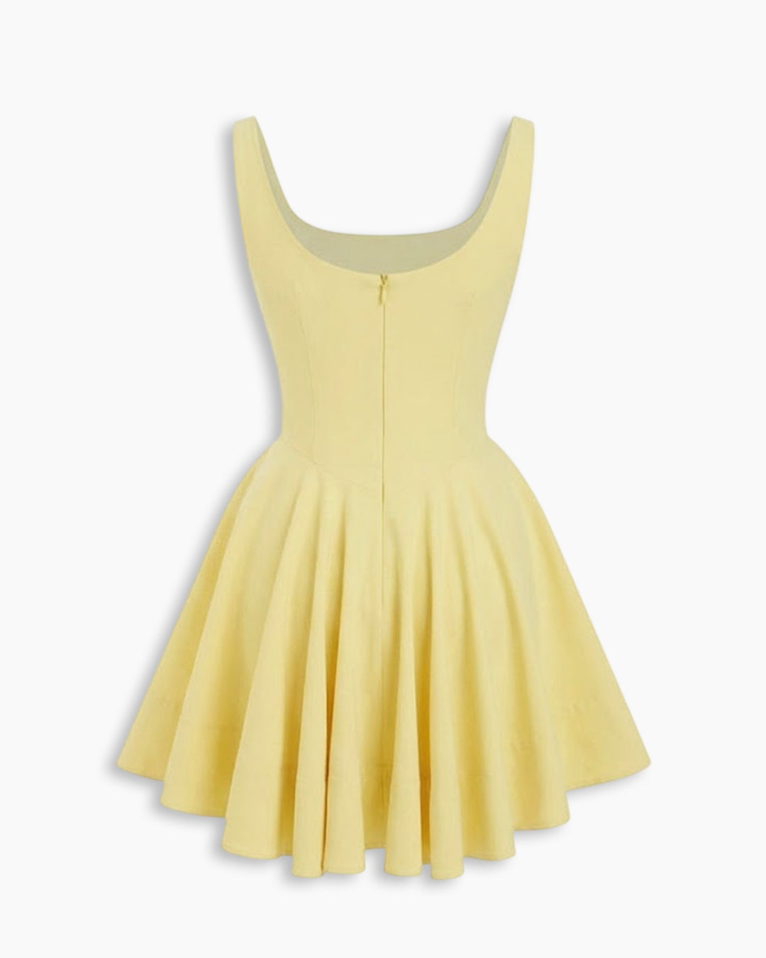 Scoop Neck Sleeveless Flared Hem Mini Dress in Butter Yellow