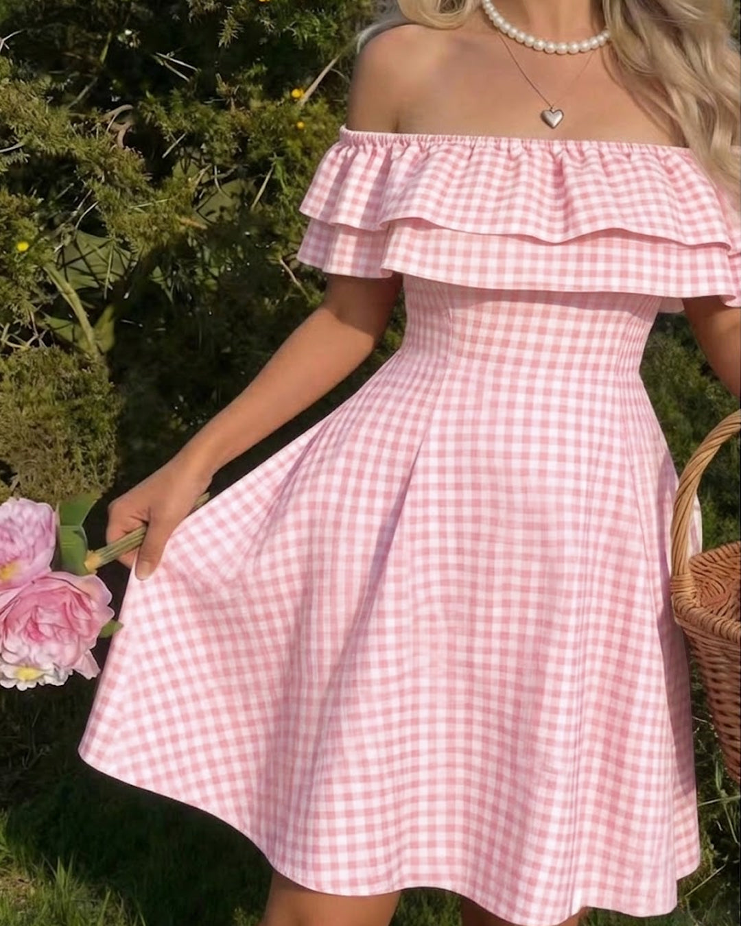 Layered Ruffle Off Shoulder Mini Dress Curve and Plus In Baby Pink
