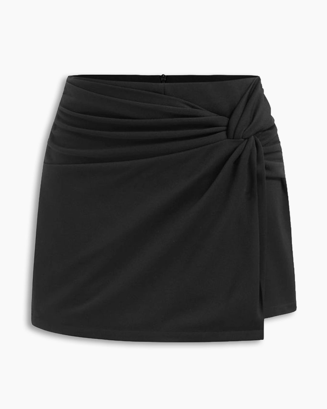 Twisted Waist Mini Skirt In Soft Black
