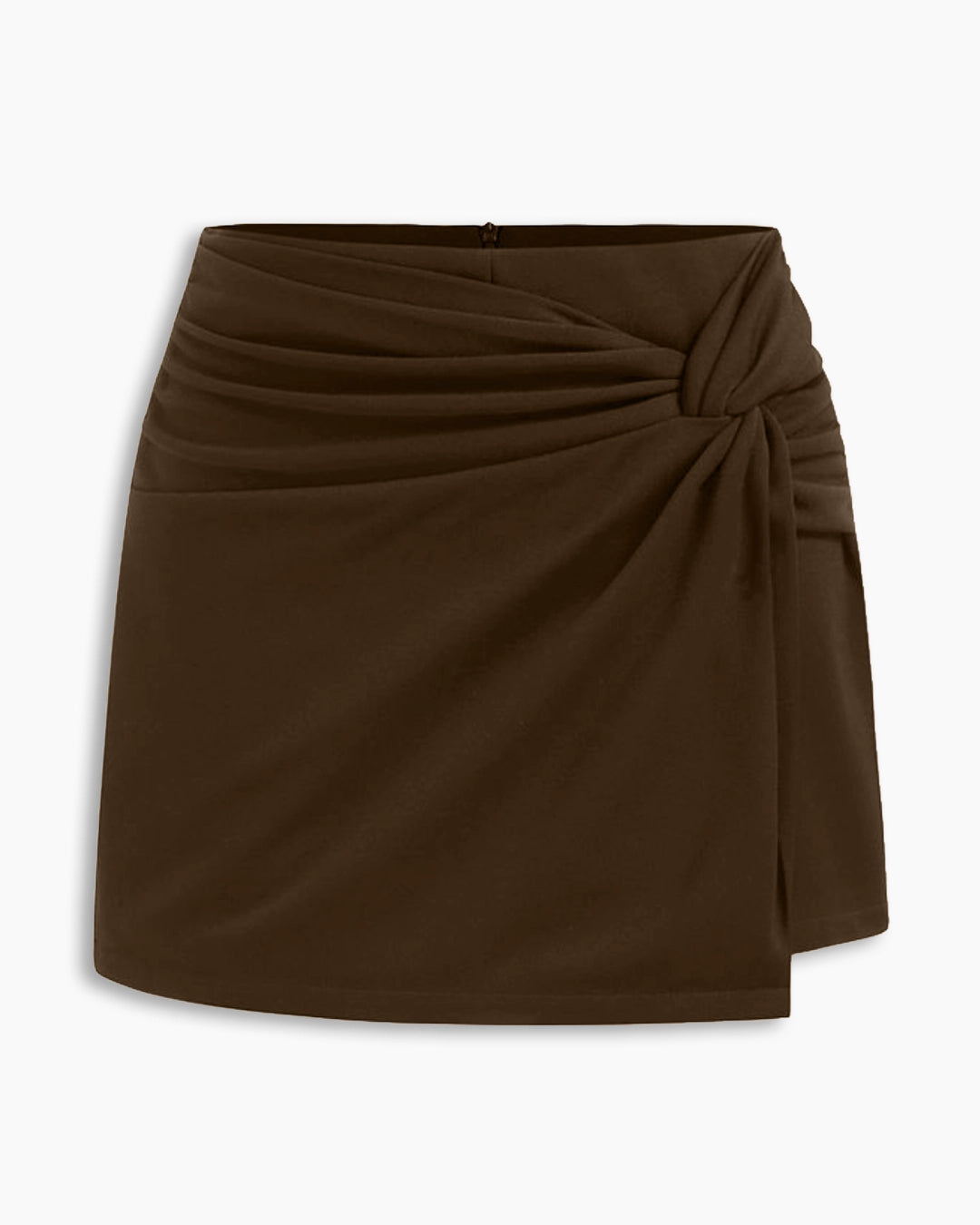 Twisted Waist Mini Skirt In Chocolate Brown