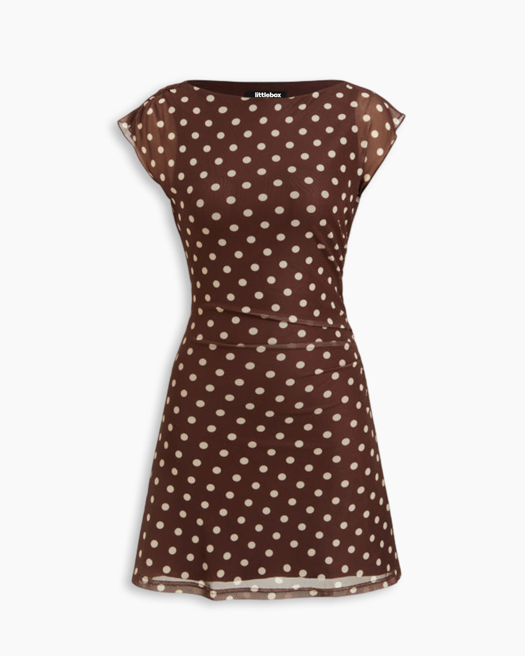 Cap Sleeve Polka Dot Mini Dress in Chocolate Brown