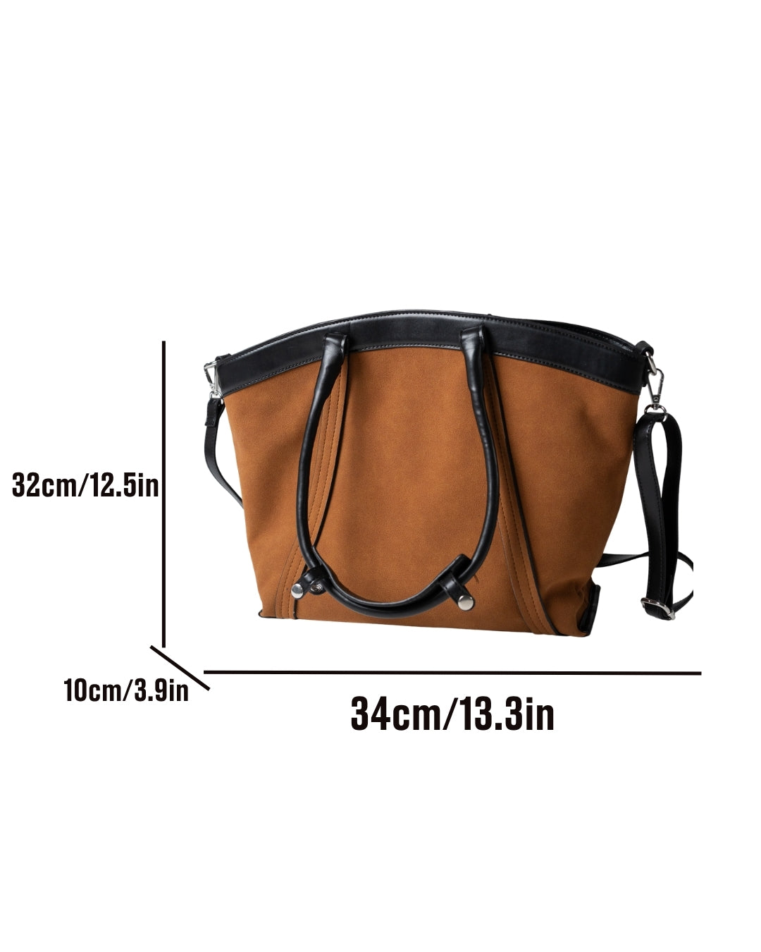 Detachable Strap Tote Bag in Rust Brown