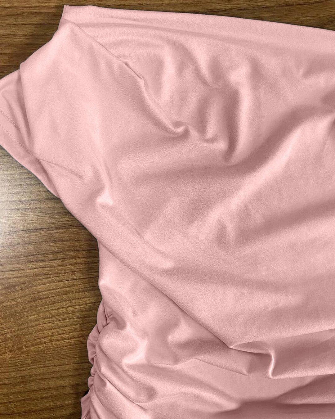 Half Sleeve Ruched Fitted Top in Baby Pink