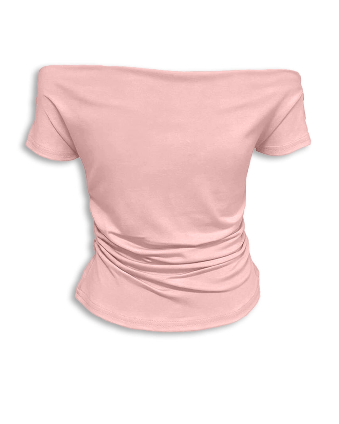 Half Sleeve Ruched Fitted Top in Baby Pink