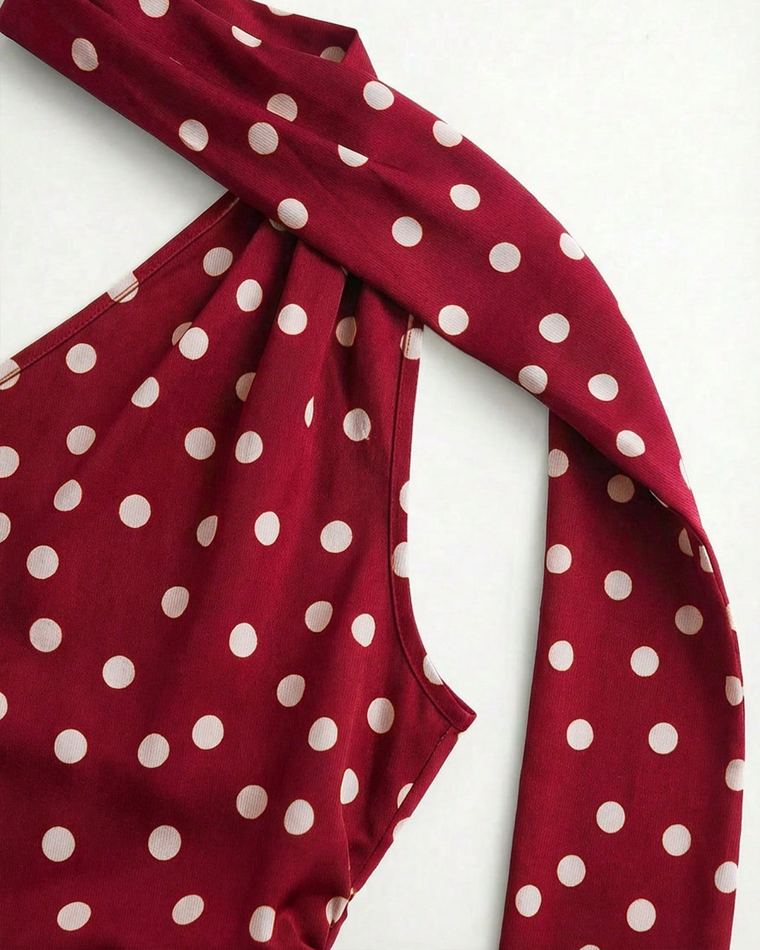 Halter Neck Polka Dot Fitted Top in Cherry Red