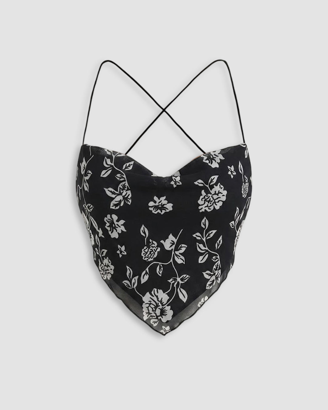 Cross Strap Asymmetrical Hem Top in Soft black