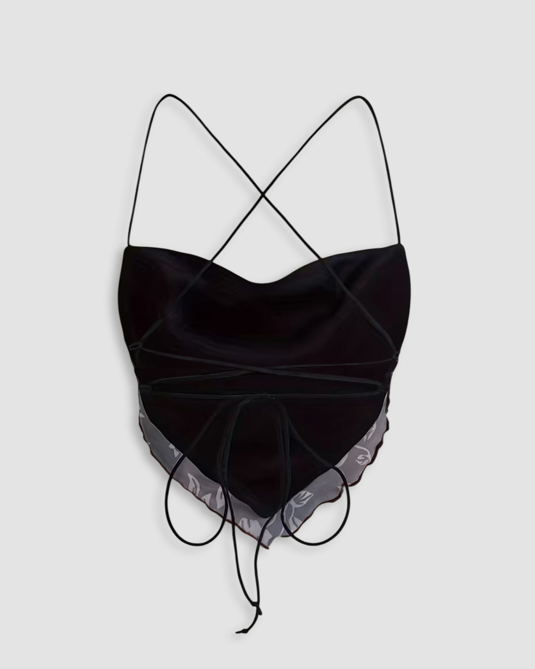 Cross Strap Asymmetrical Hem Top in Soft black