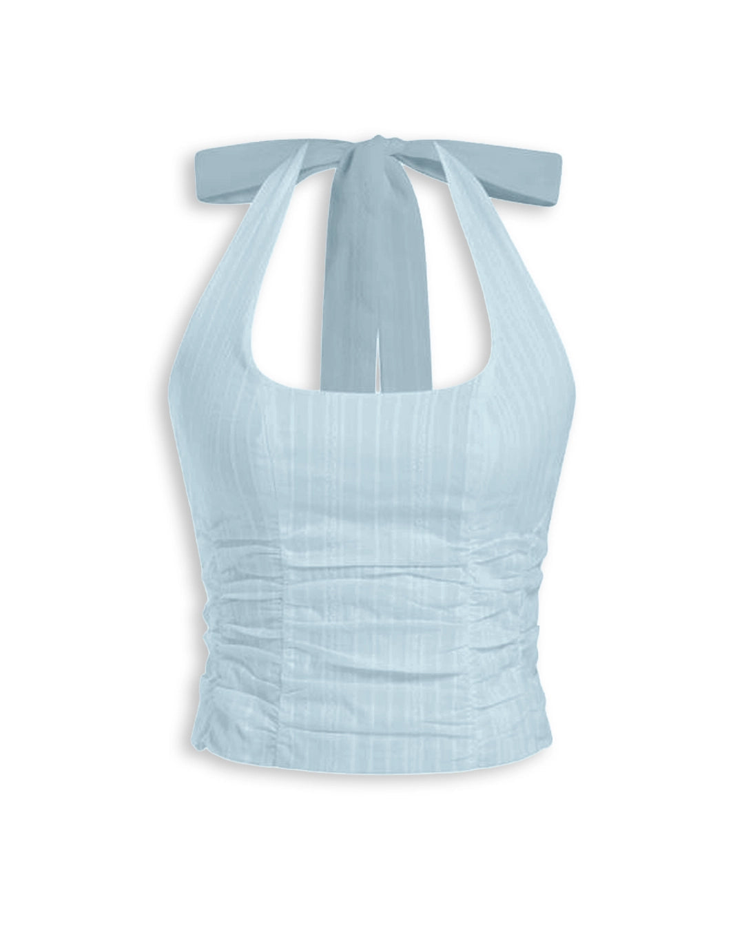 Tie Back Halter Fitted Top in Powder Blue