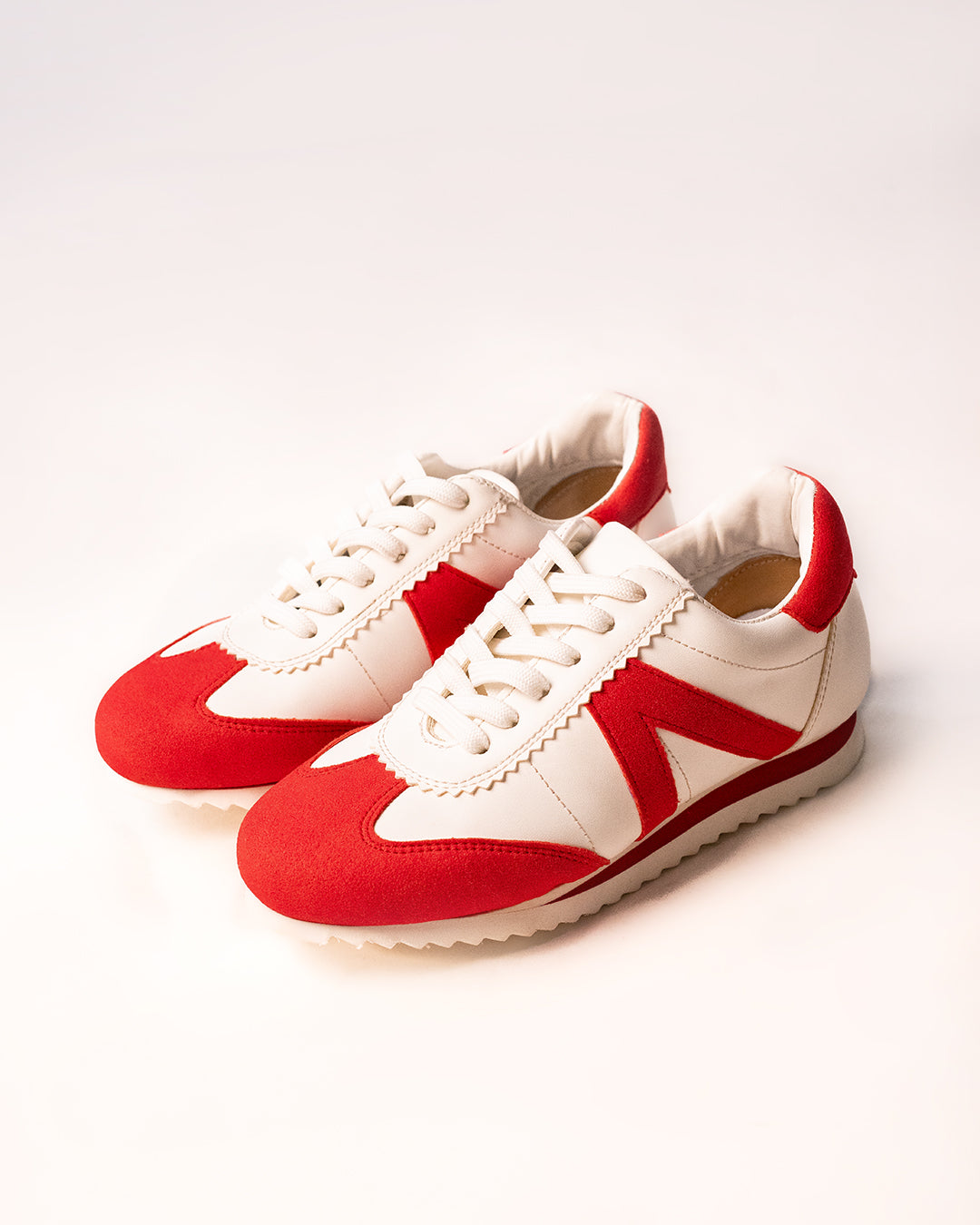 Suede Panel Casual Sneakers in Classic white and Classic Red