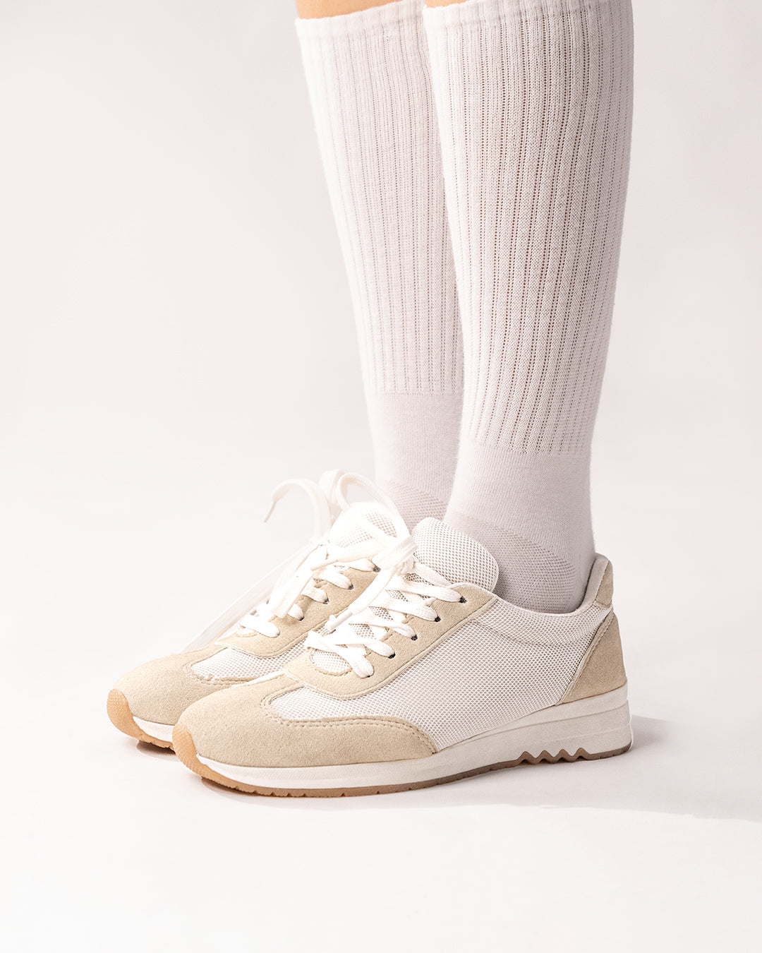 Retro Runner Mesh Sneakers in Nude Beige