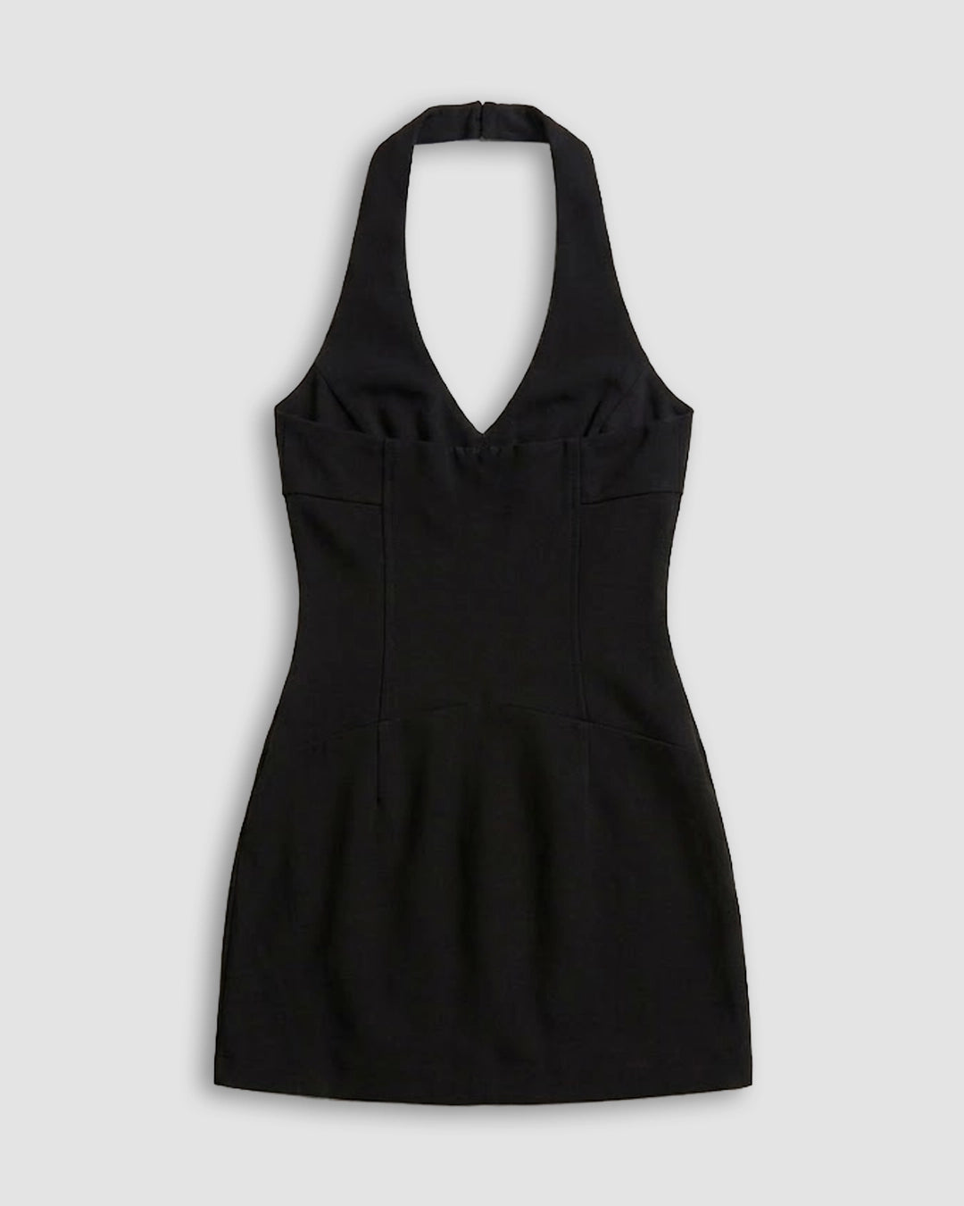 Halter Neck Fitted Mini Dress in Soft Black
