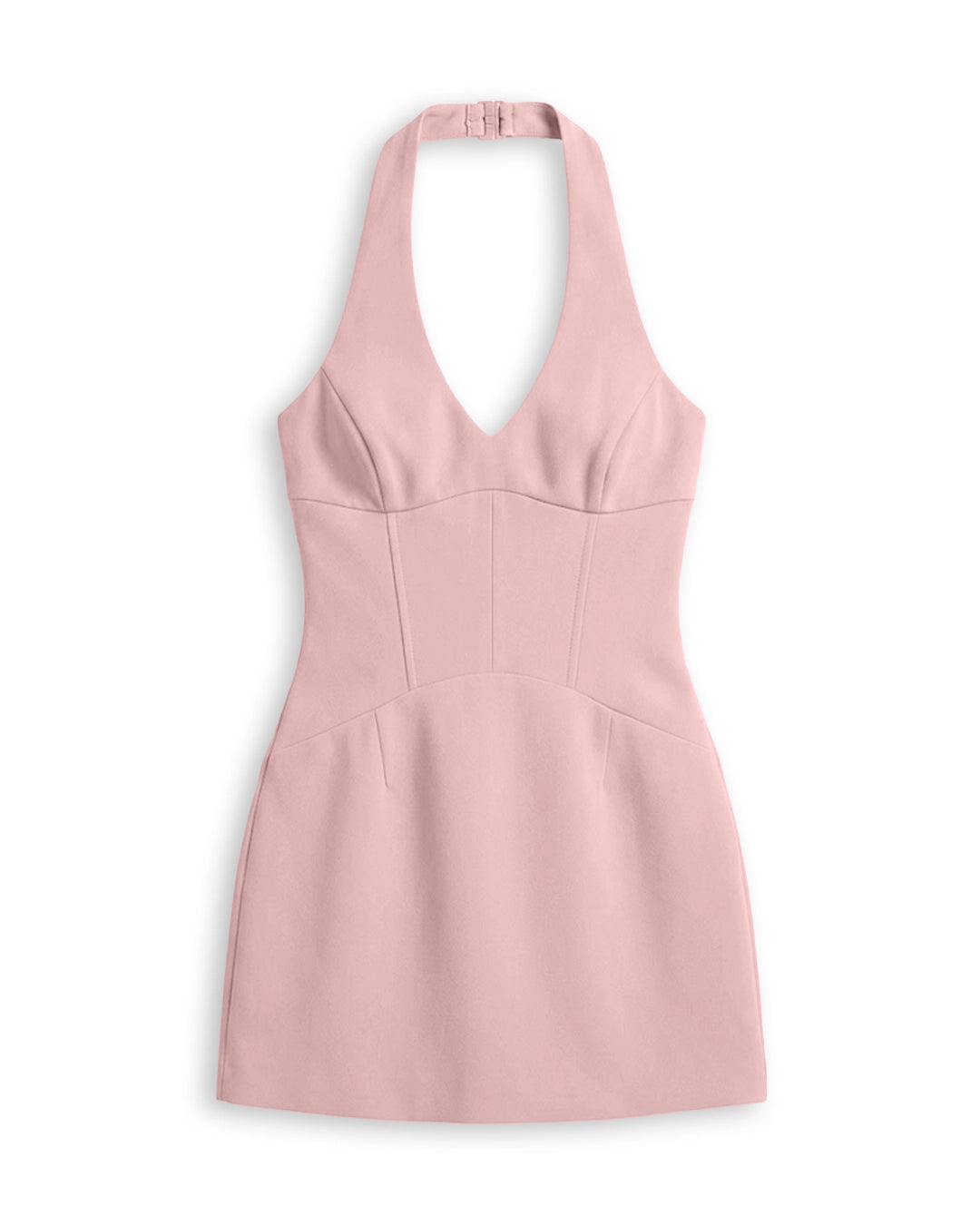 Halter Neck Fitted Mini Dress in Powder Pink