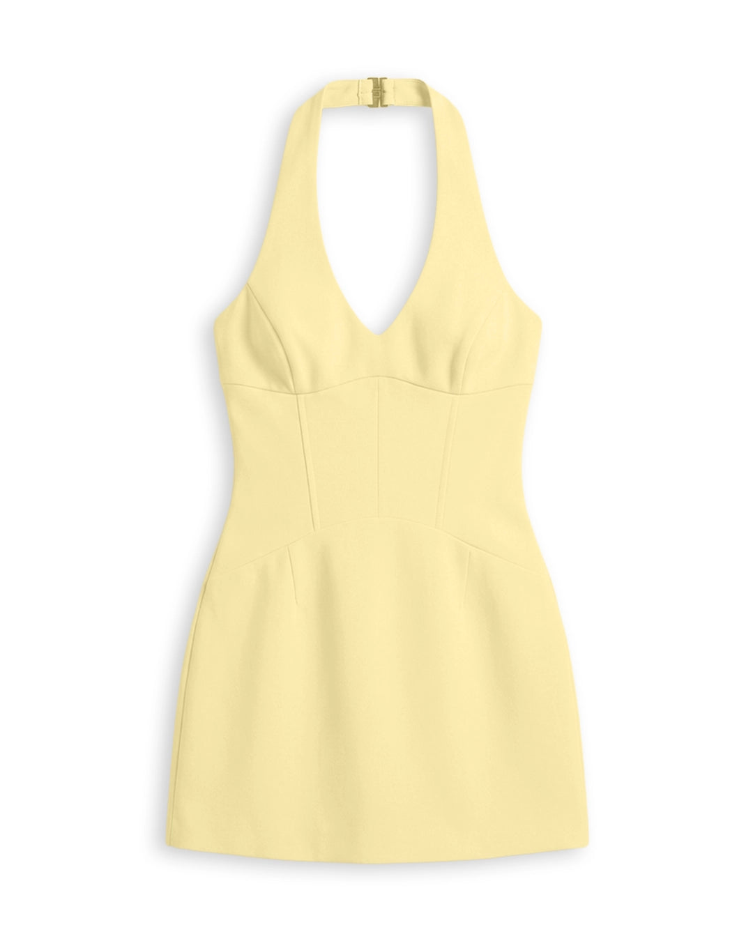 Halter Neck Fitted Mini Dress in Vanilla