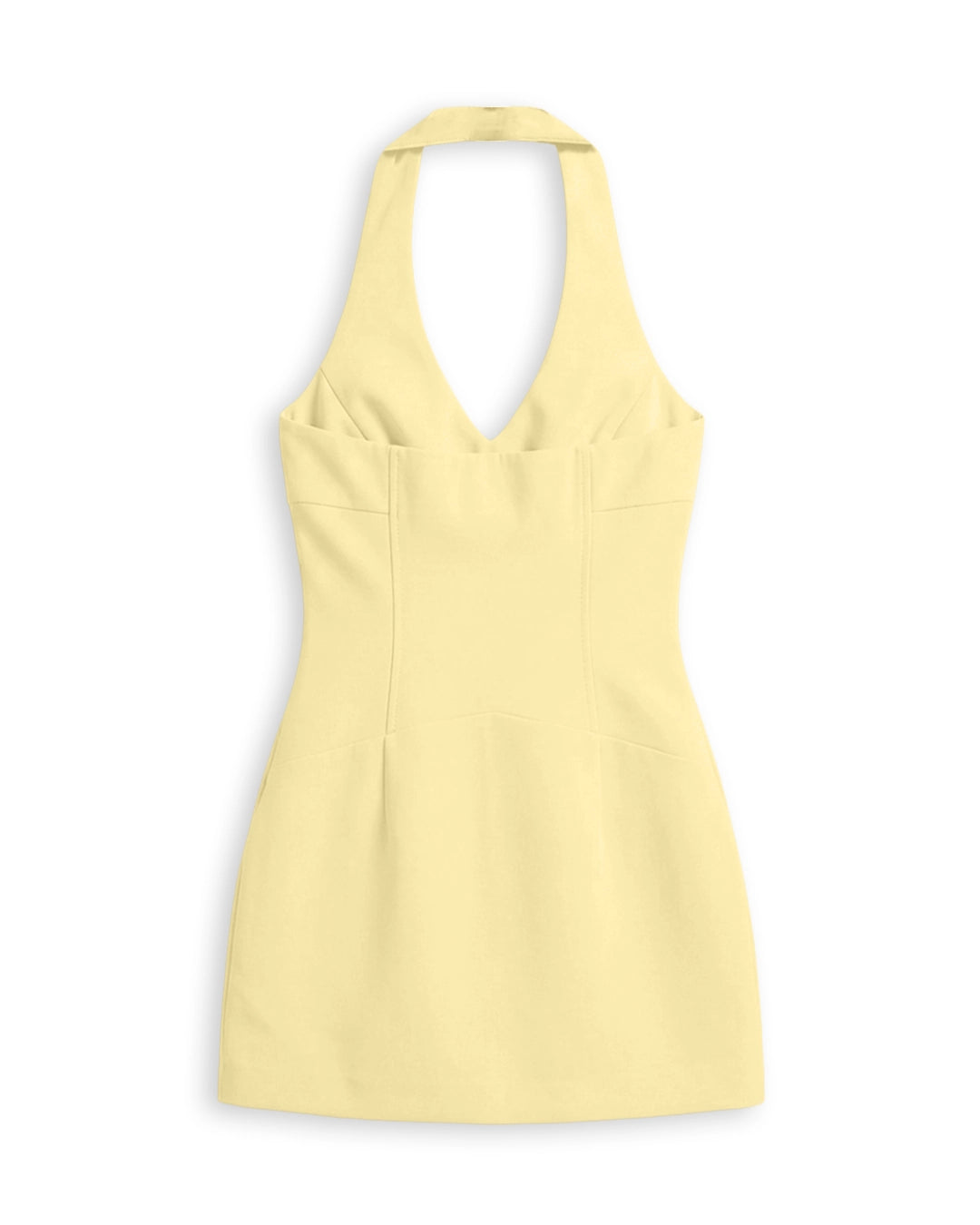 Halter Neck Fitted Mini Dress in Vanilla