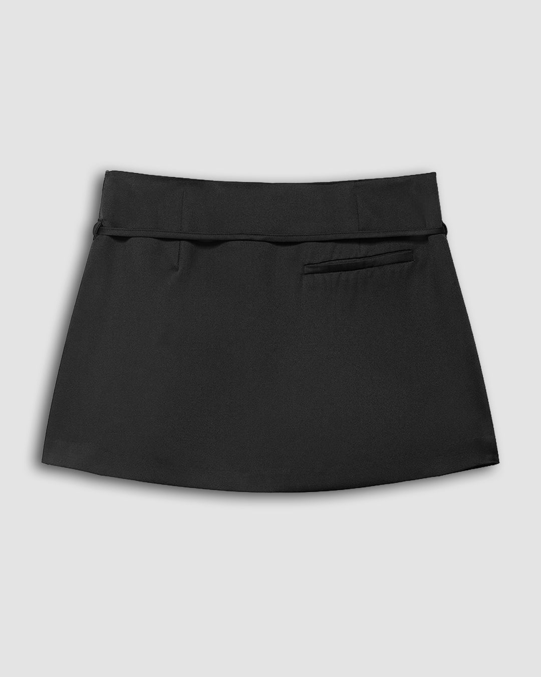 Solid Color Zipper Waist Skirt in Jet Black