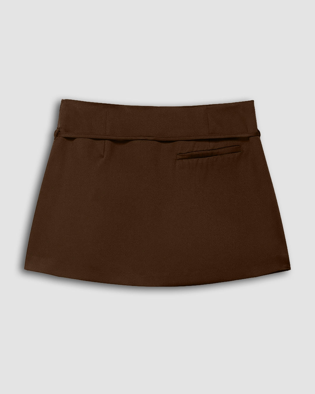 Solid Color Zipper Waist Skirt in Chocolate Brown