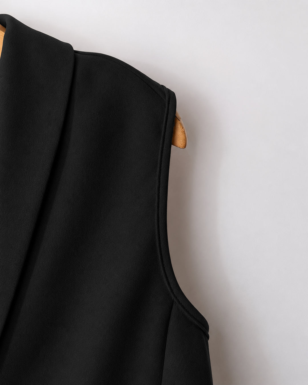 Sleeveless V-Neck Vest Button Front Blazer Top and High-Waisted A-Line Pants in Soft Black