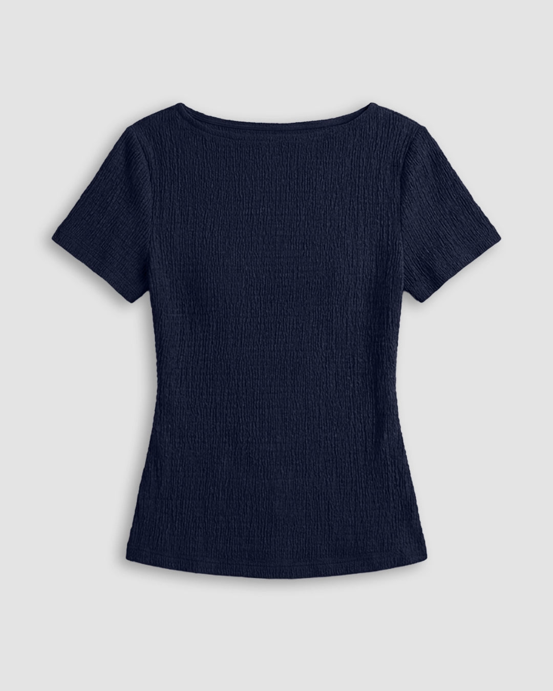 Textured Adjustable Back Fitted Top in Navy Blue