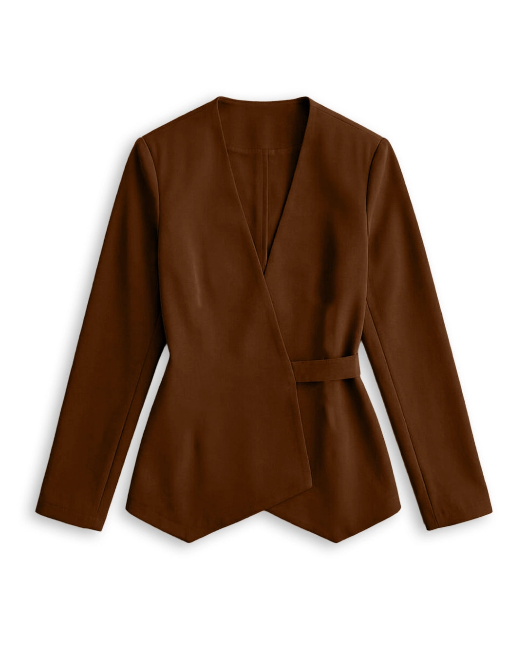 Tailored Deep V-Neck Asymmetrical Hem Waistcoat in Chocolate Brown