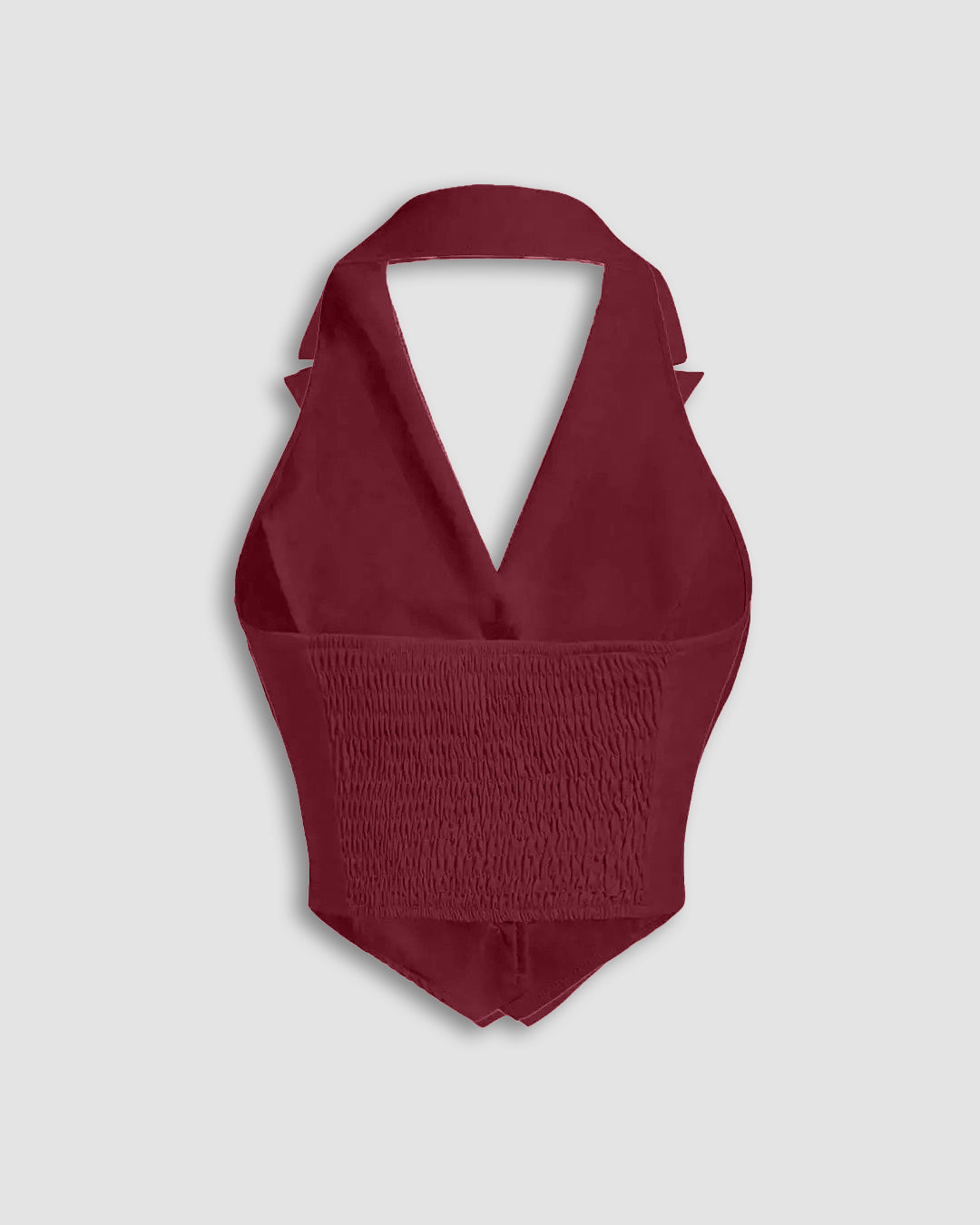 Party Halter Neck Button Front Crop Top in Cherry