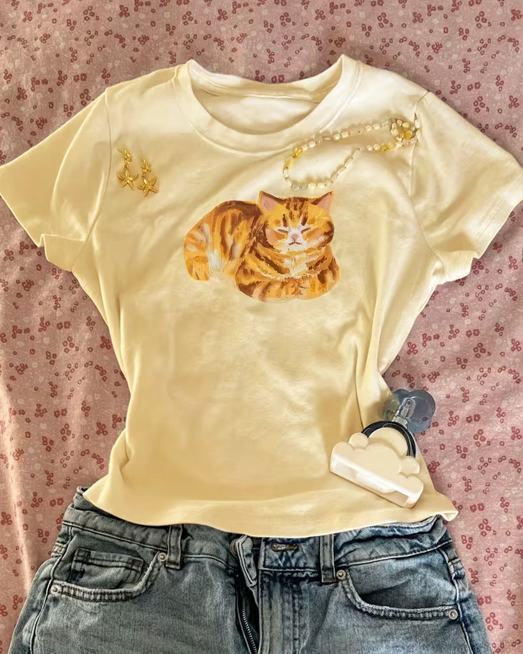 Graphic Print Casual T-Shirt in Vanilla