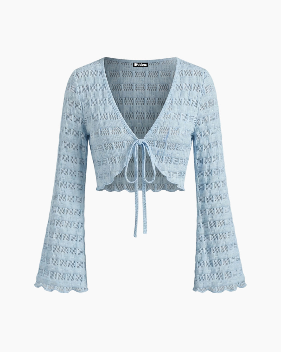 V Neck Tie Detail Crop Top in Powder Blue