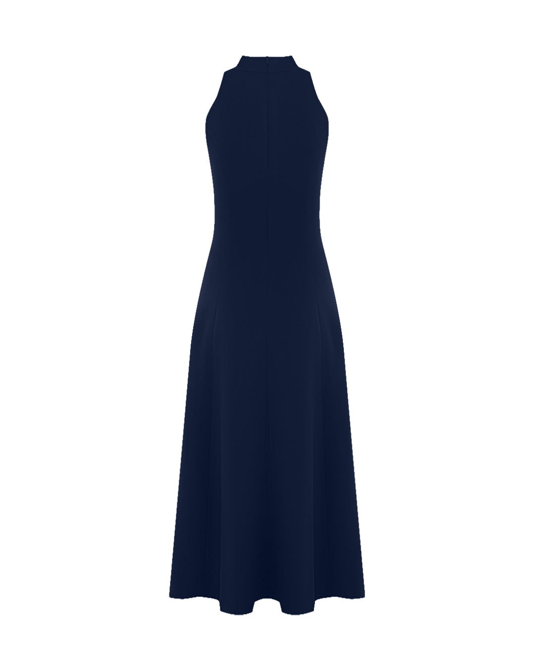 Halter Neck Button Detail Maxi Dress in Midnight Navy Blue