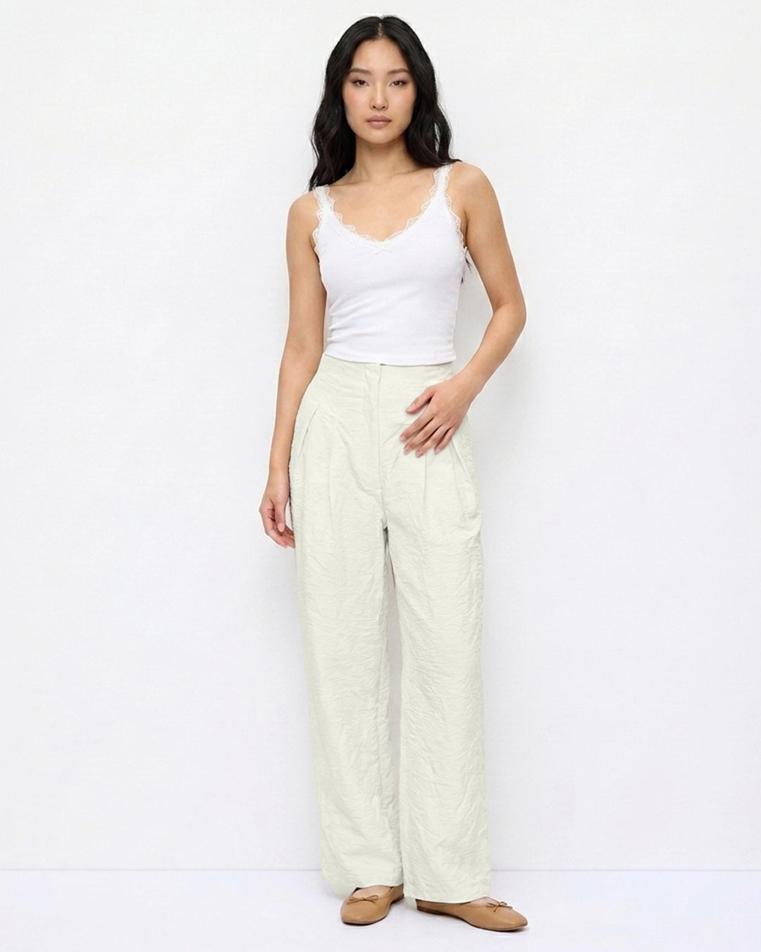 Classic Straight Leg Trousers in Ivory