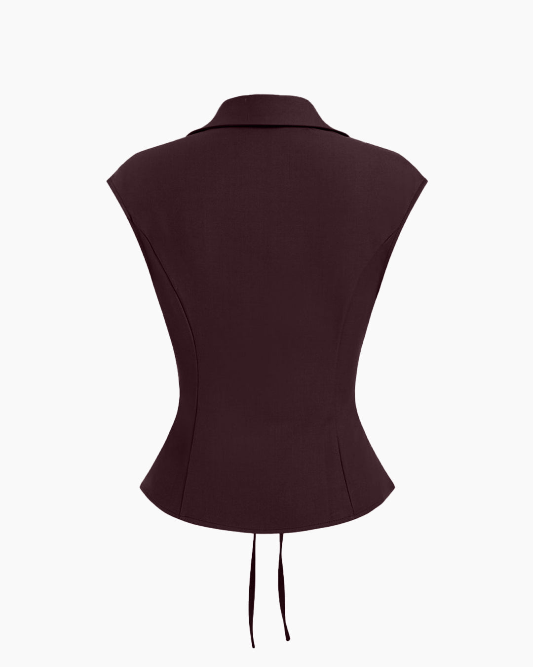 V-Neck Ruched Ruffled Tie Front Top in Deep Wine