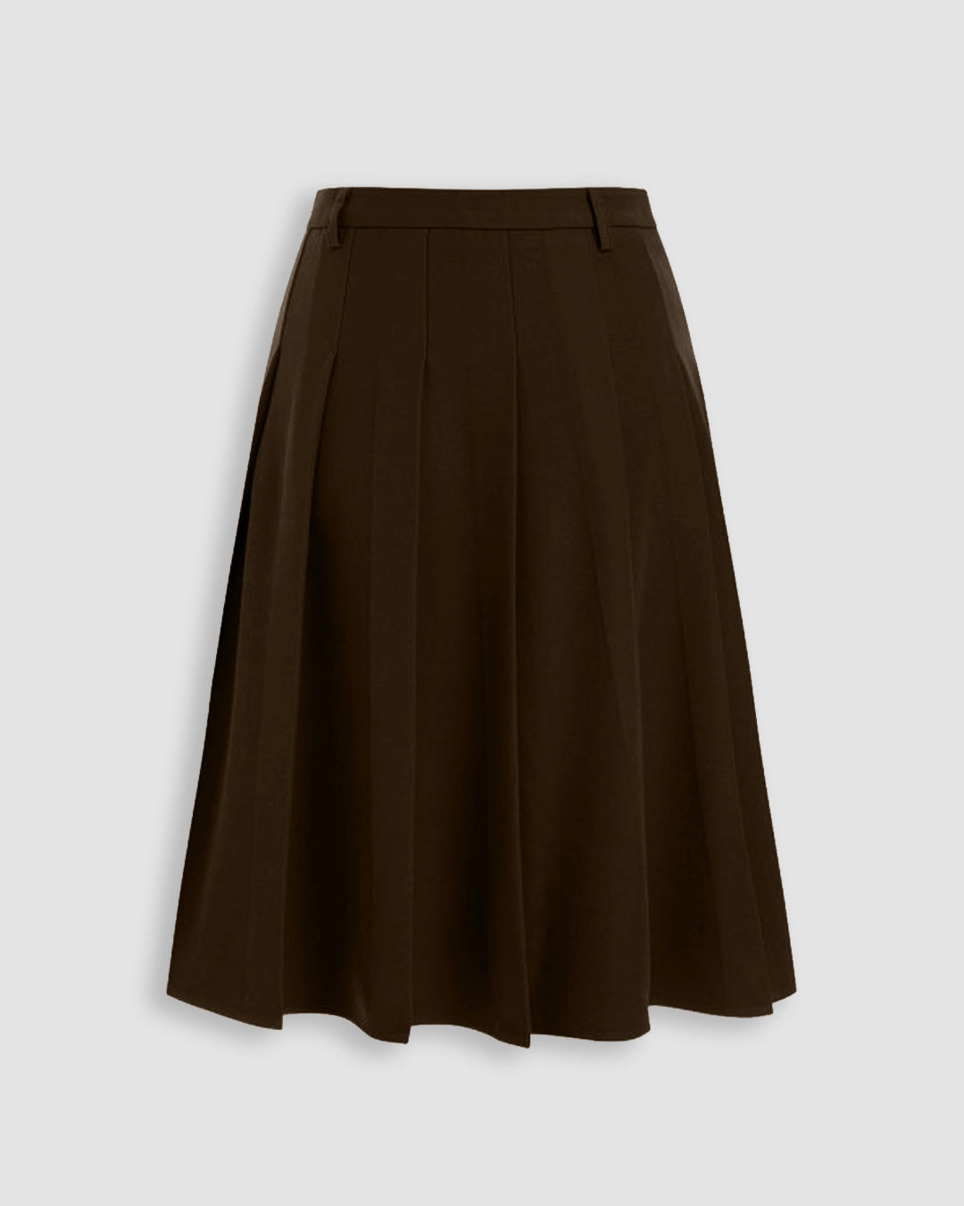 Pleated A-Line Midi Skirt in Cocoa Brown