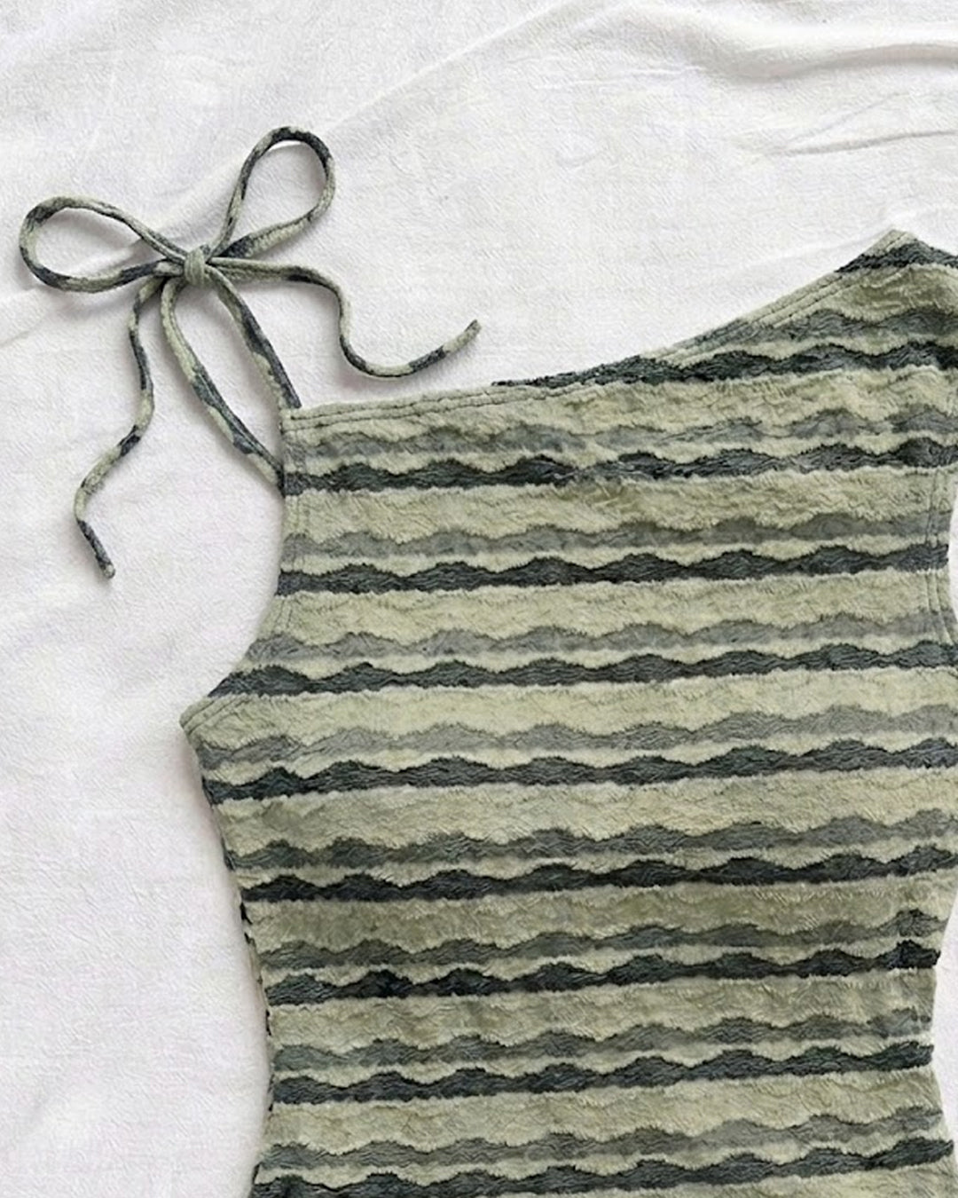 Striped Tie Strap Knit Cami Top in Sage Green