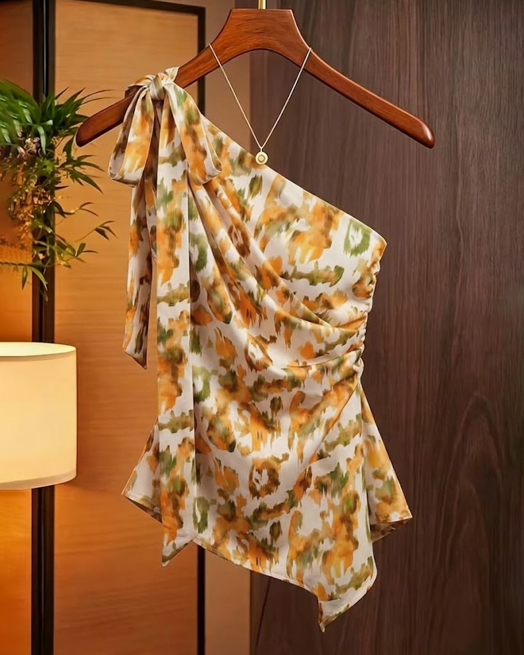 Asymmetrical One Shoulder Ruched Peplum Top in Butter Yellow