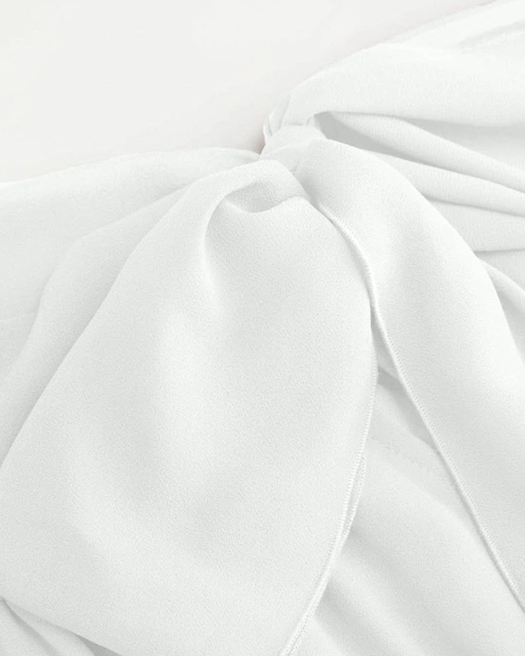 Halter Neck Ruffled Ruched Mini Dress in Off White