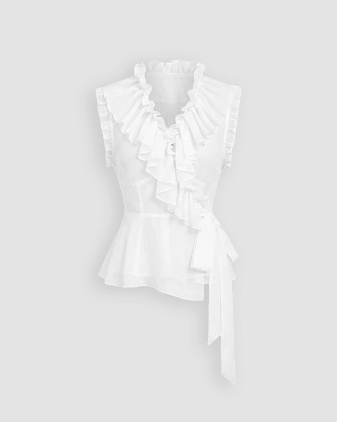 Trim Knotted See-through Tank Top in Classic White