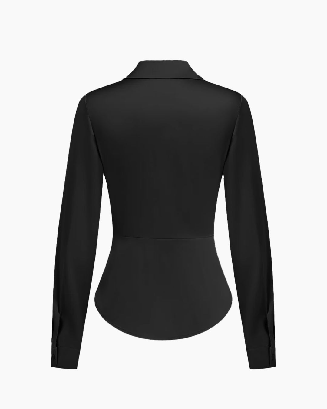 Classic Satin Button Front Shirt in Soft Black