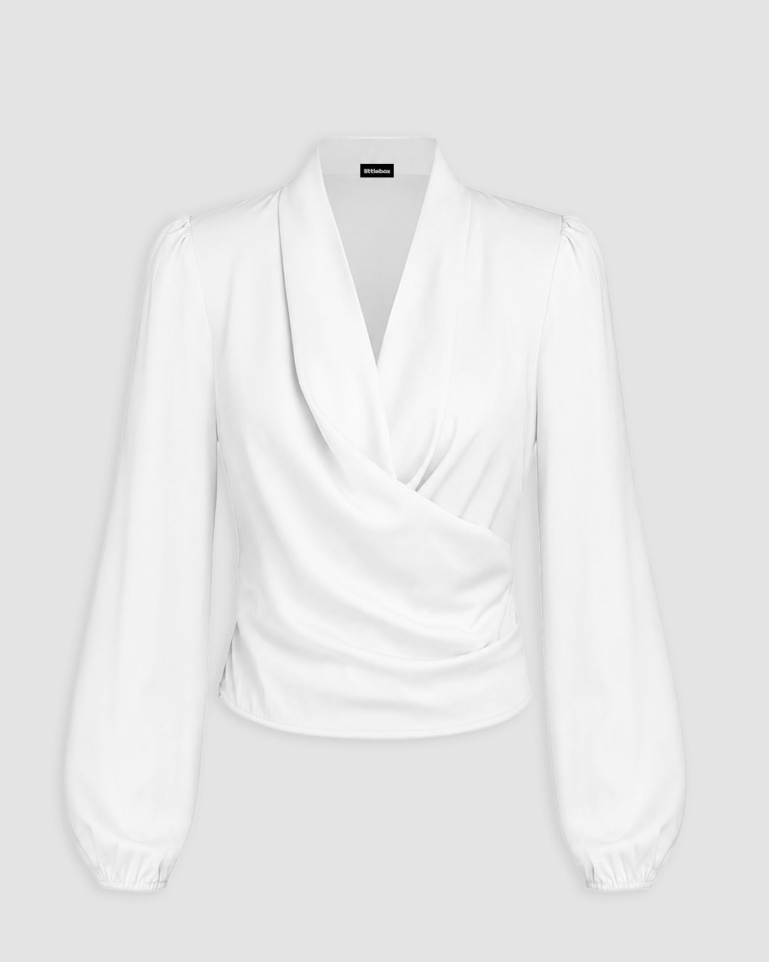 Draped Wrap Satin Top in Classic White