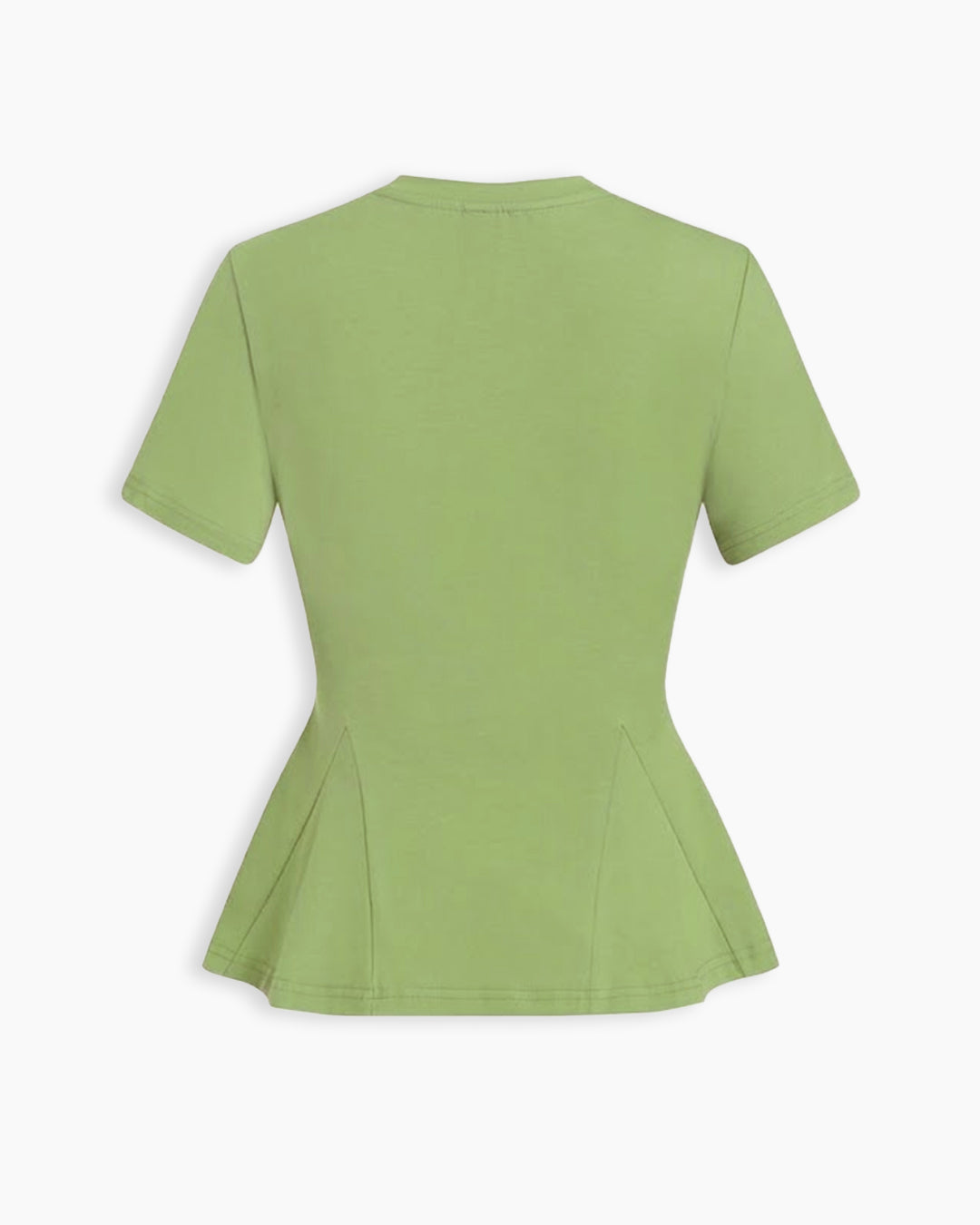 Round Neck Peplum Half Sleeve Top in Sage Green