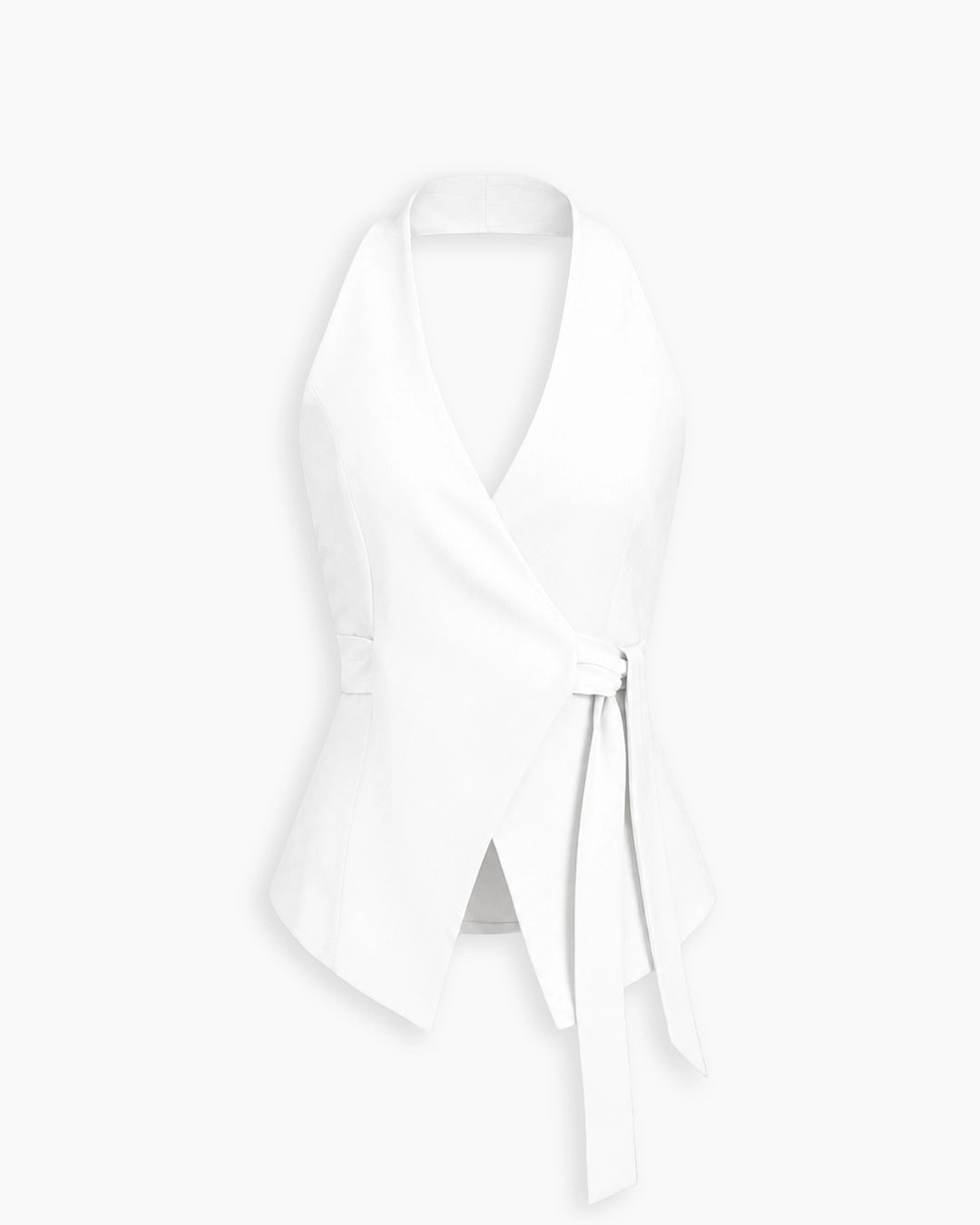 Wrap Halter Vest Top in Classic White