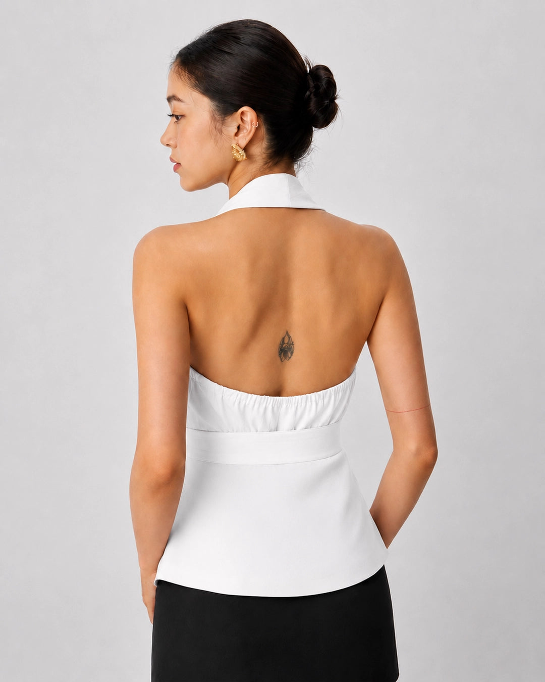 Wrap Halter Vest Top in Classic White