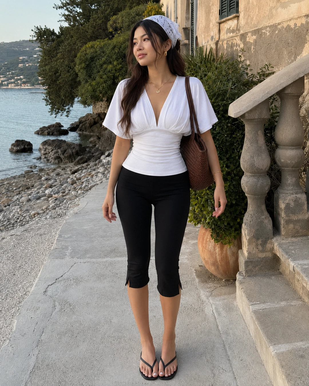 Blouson Ruched Waist Top in Off White
