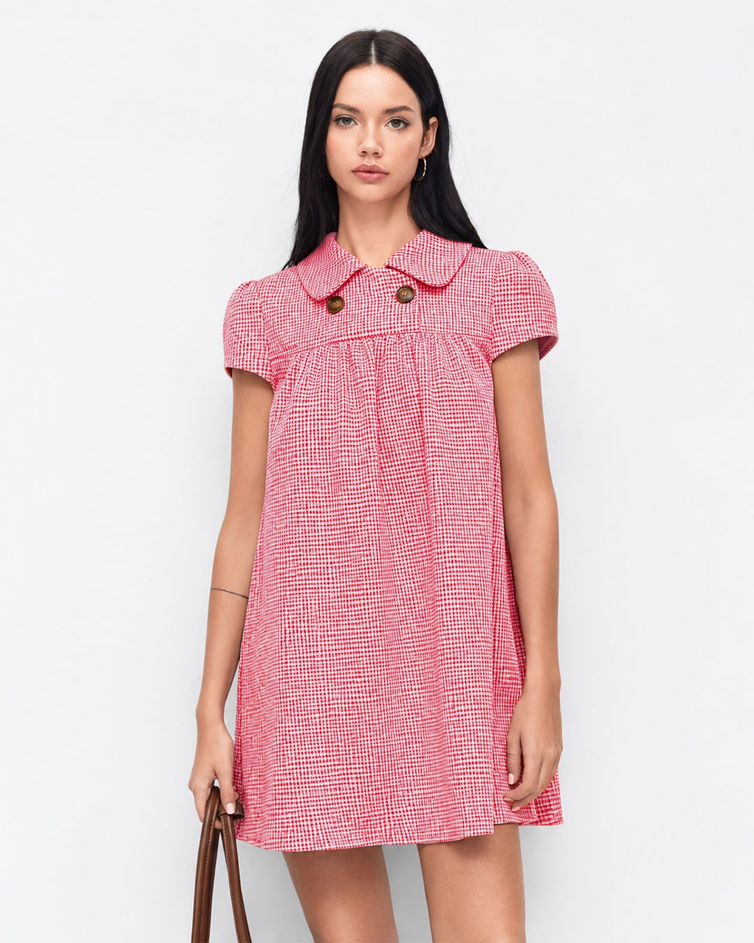Peter Pan Collar Mini Dress in Classic Red