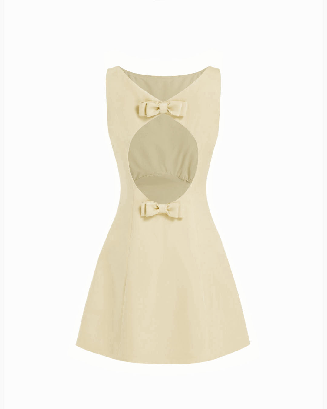 Bow Detail Fitted Mini Dress in Cream
