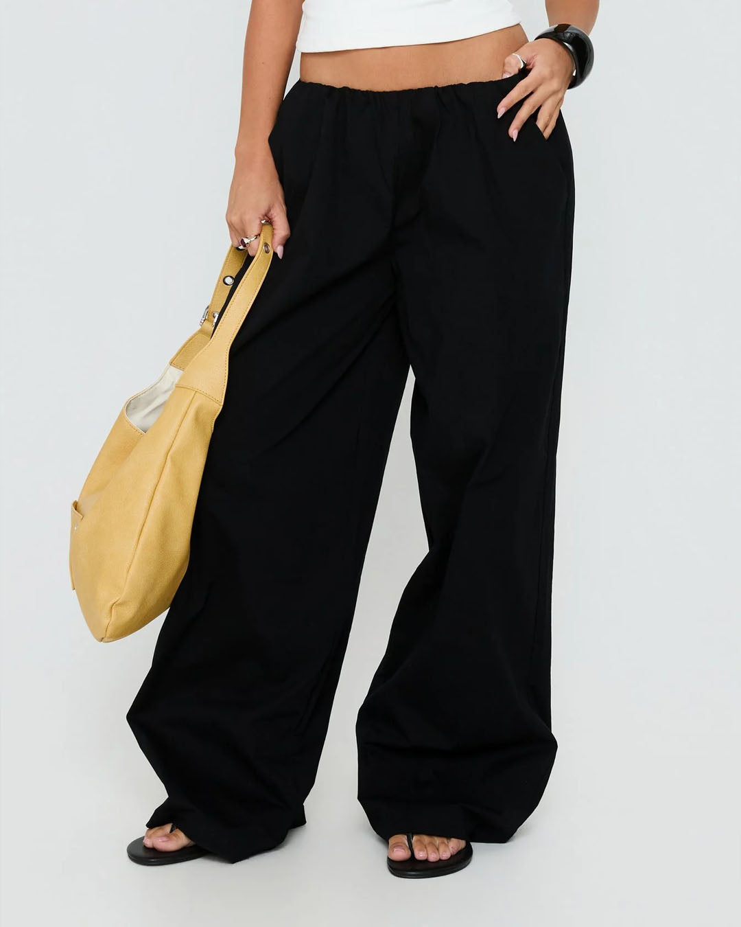 Wide Leg Balloon Trousers in Classic Black