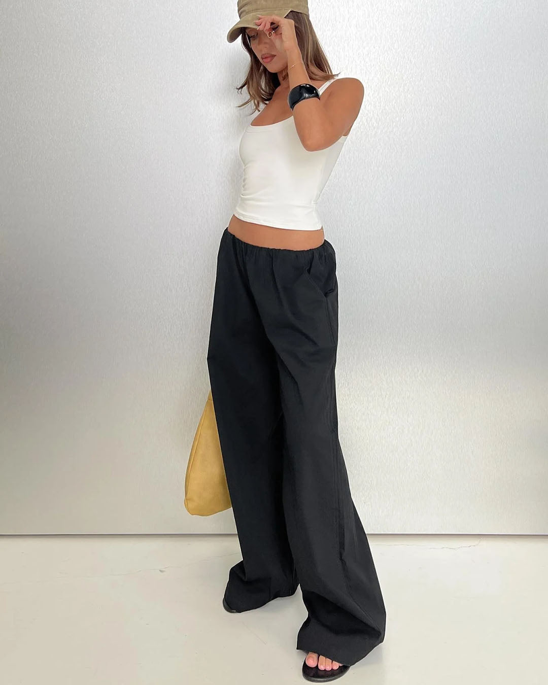 Wide Leg Balloon Trousers in Classic Black