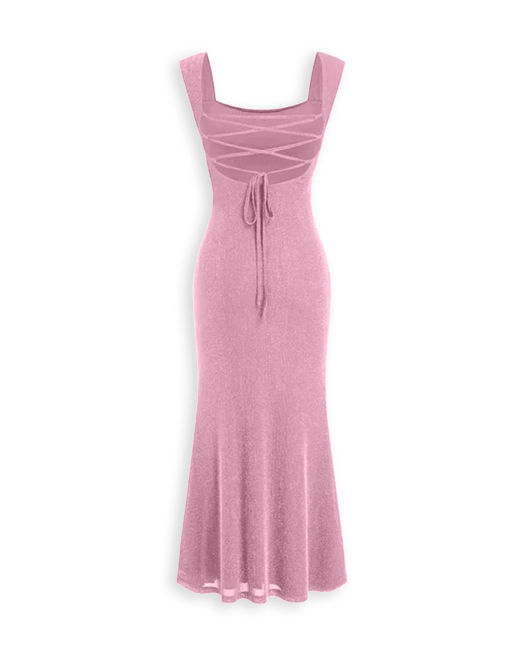 Square Neck Maxi Dress Curve and Plus in Dusty Pink